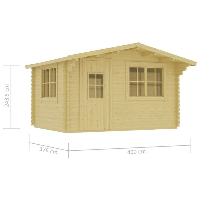 49544 Log Cabin 44 Mm 400x376x243,5 Cm Solid Pinewood – Image 7