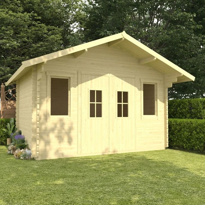 49546 Log Cabin 44 Mm 4x3x2,91 M Solid Pinewood