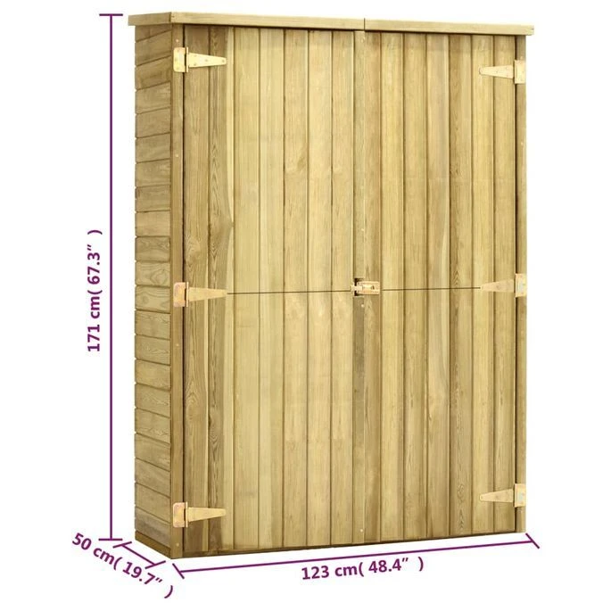 Abri à Outils De Jardin 123x50x171 Cm Pinède Imprégnée – Image 9