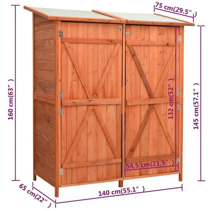 Abri à Outils De Jardin 135,5x75x160 Cm Bois De Sapin Massif – Image 10
