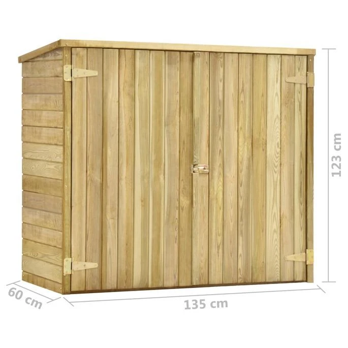 Abri à Outils De Jardin 135x60x123 Cm Pinède Imprégnée – Image 9