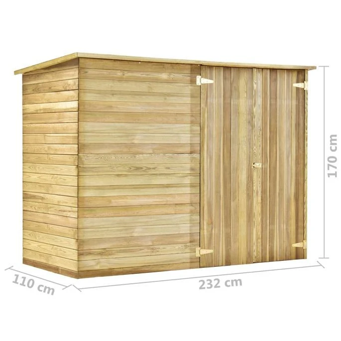 Abri à Vélo De Jardin 232x110x170 Cm Bois De Pin Imprégné – Image 9