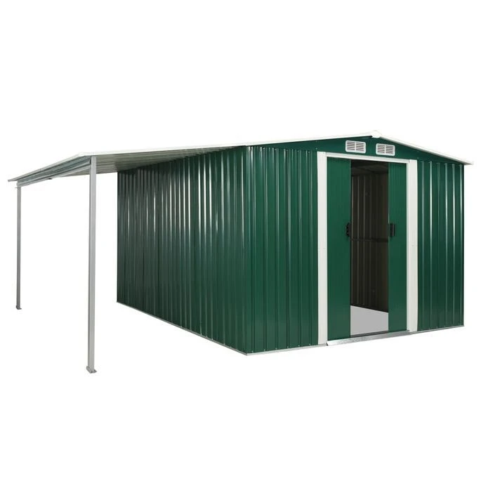 Abri De Jardin à Portes Coulissantes Vert 386x312x178 Cm Acier – Image 4