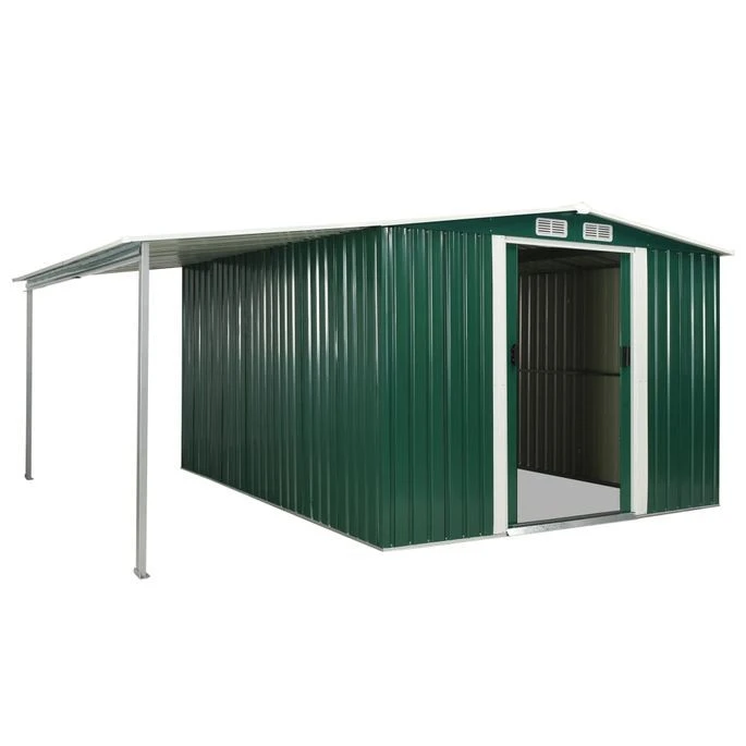 Abri De Jardin à Portes Coulissantes Vert 386x312x178 Cm Acier – Image 5