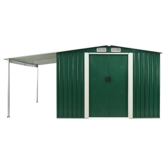 Abri De Jardin à Portes Coulissantes Vert 386x312x178 Cm Acier – Image 6