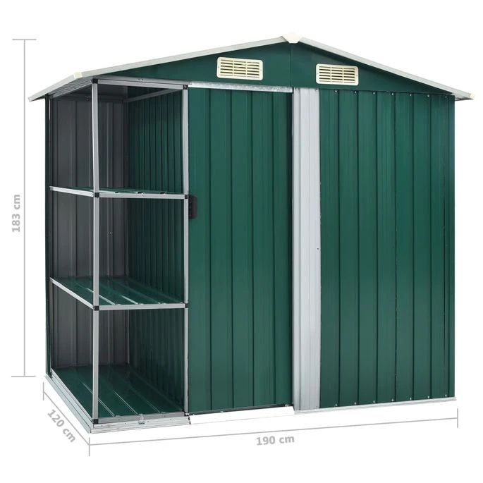 Abri De Jardin Avec étagère Vert 205x130x183 Cm Fer – Image 8