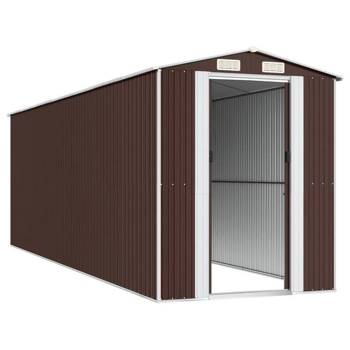 Abri De Jardin Marron Foncé 192x606x223 Cm Acier Galvanisé – Image 4