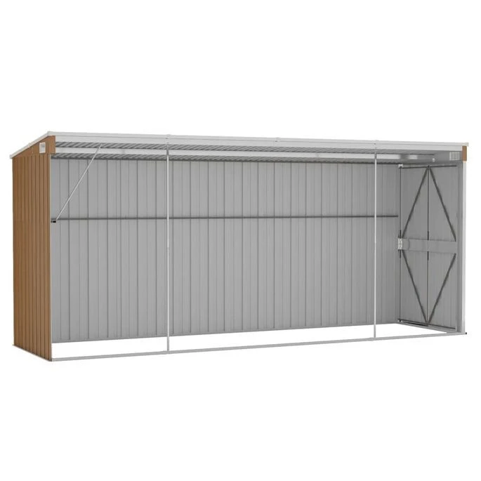 Abri De Jardin Mural Marron 118x382x178 Cm Acier Galvanisé – Image 6