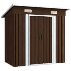 Abri De Stockage Pour Jardin Marron 194x121x181 Cm Acier