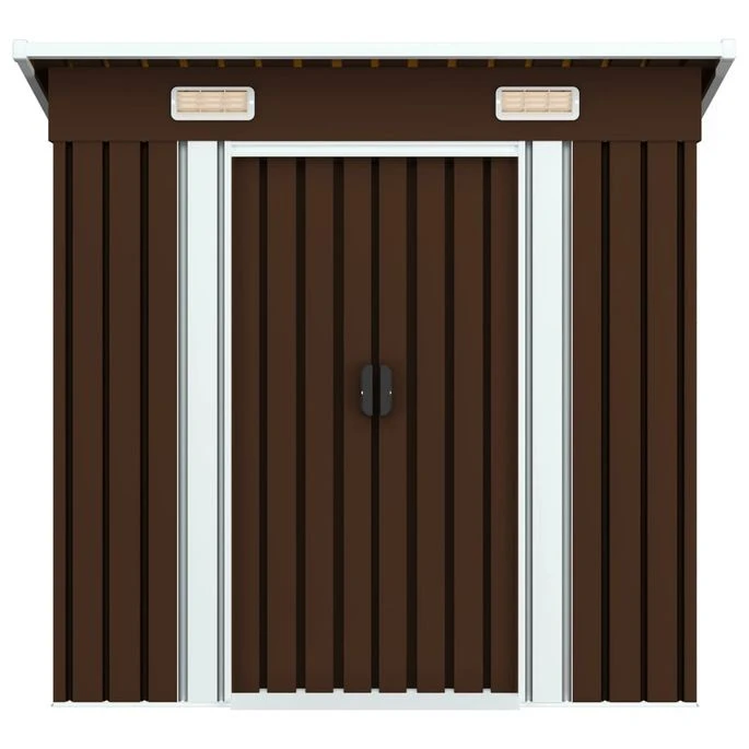 Abri De Stockage Pour Jardin Marron 194x121x181 Cm Acier – Image 2