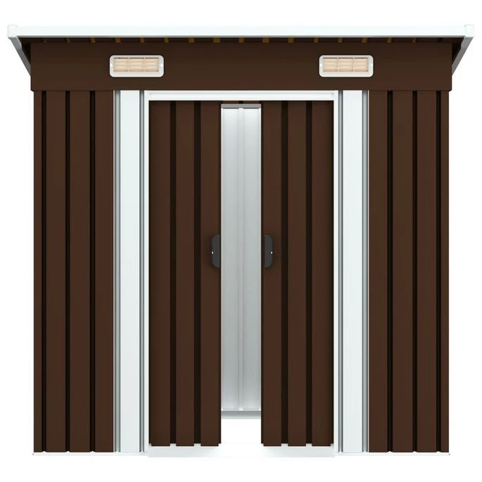 Abri De Stockage Pour Jardin Marron 194x121x181 Cm Acier – Image 3