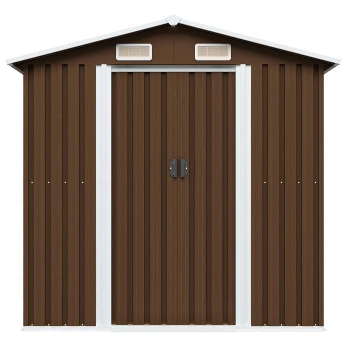 Abri De Stockage Pour Jardin Marron 204x132x186 Cm Acier – Image 2
