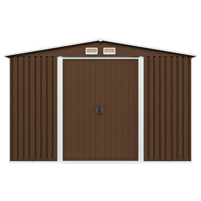 Abri De Stockage Pour Jardin Marron 257x205x178 Cm Acier – Image 2