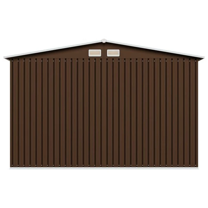 Abri De Stockage Pour Jardin Marron 257x205x178 Cm Acier – Image 5