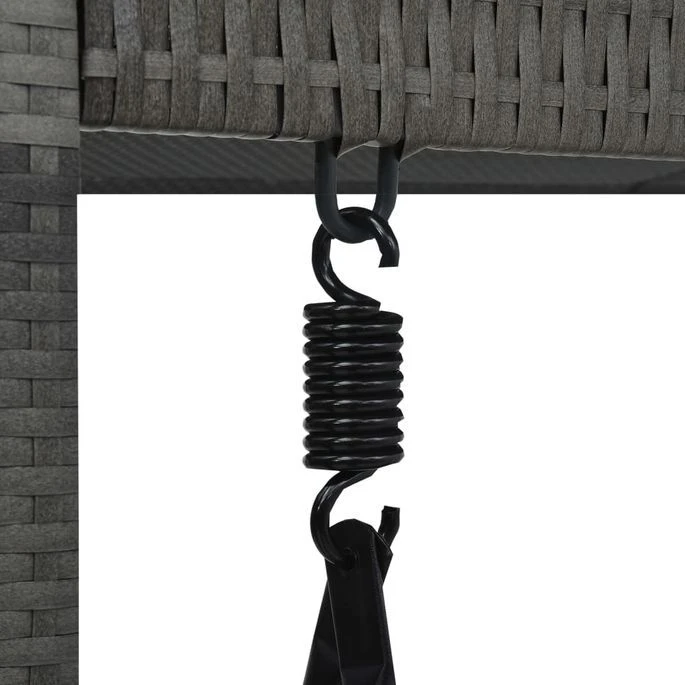 Balancelle à 3 Places De Jardin Avec Auvent Résine Tressée Gris – Image 6