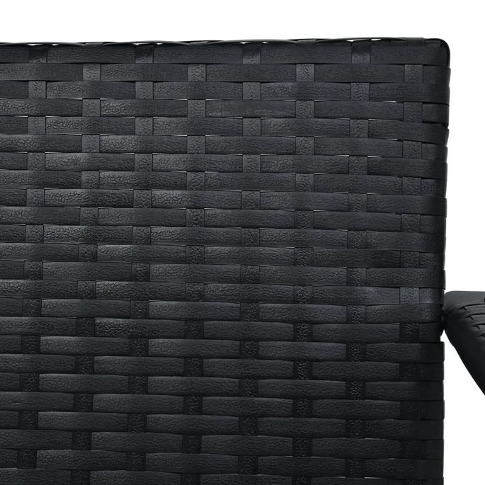 Balancelle à 3 Places De Jardin Avec Auvent Résine Tressée Noir – Image 7