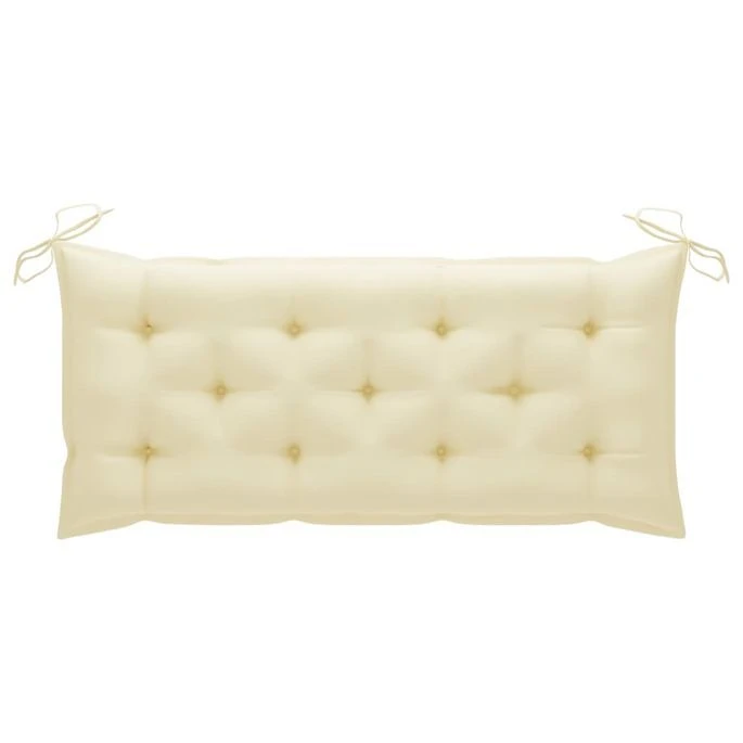 Balancelle Avec Coussin Blanc Crème 120 Cm Bois De Teck Solide – Image 5