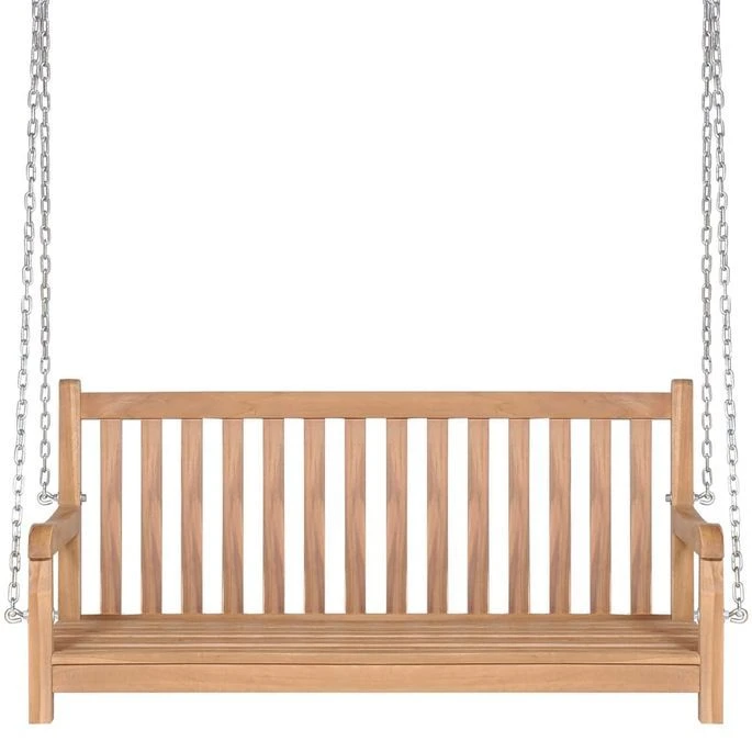 Balancelle Avec Coussin Blanc Crème 120 Cm Bois De Teck Solide – Image 8