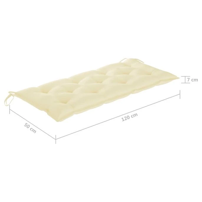 Balancelle Avec Coussin Blanc Crème 120 Cm Bois De Teck Solide – Image 11