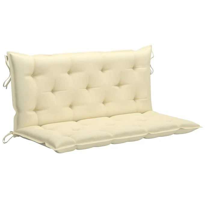 Balancelle Avec Coussin Blanc Crème 170 Cm Bois De Teck Solide – Image 2