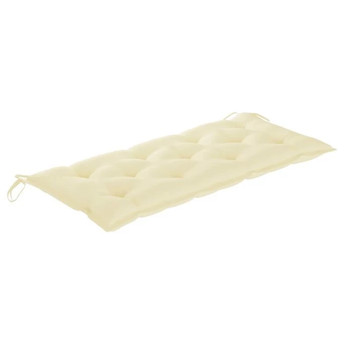 Balancelle Avec Coussin Blanc Crème 170 Cm Bois De Teck Solide – Image 4
