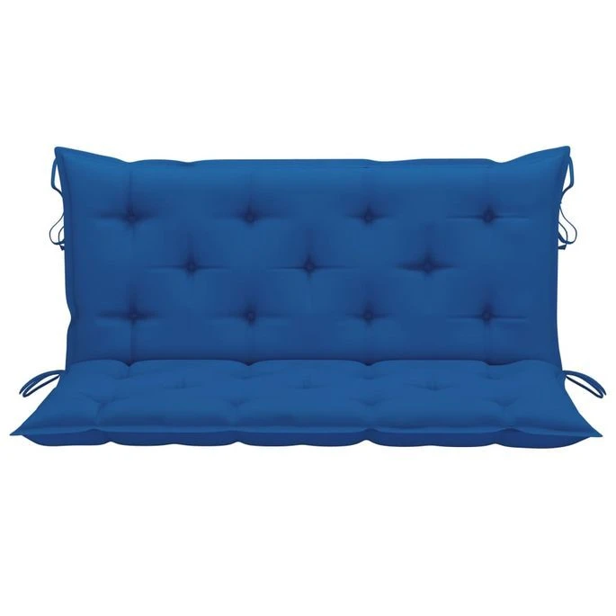 Balancelle Avec Coussin Bleu 120 Cm Bois De Teck Solide – Image 3