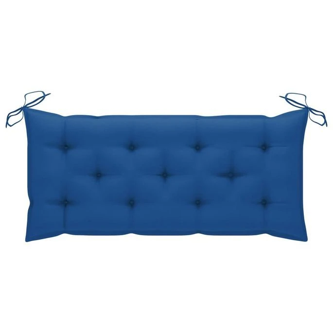 Balancelle Avec Coussin Bleu 120 Cm Bois De Teck Solide – Image 5