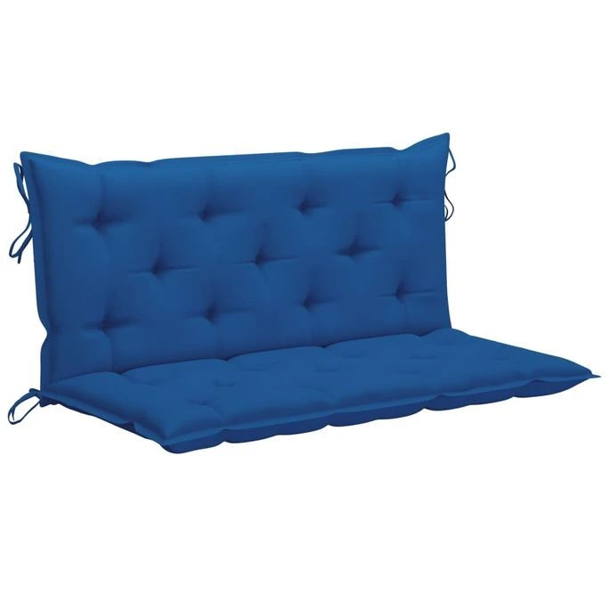 Balancelle Avec Coussin Bleu 170 Cm Bois De Teck Solide – Image 6