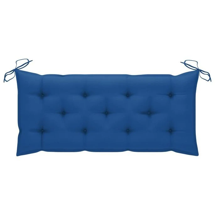 Balancelle Avec Coussin Bleu 170 Cm Bois De Teck Solide – Image 8