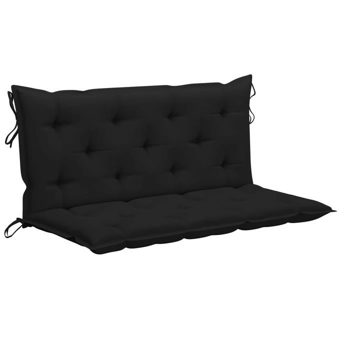 Balancelle Avec Coussin Noir 120 Cm Bois De Teck Solide – Image 2