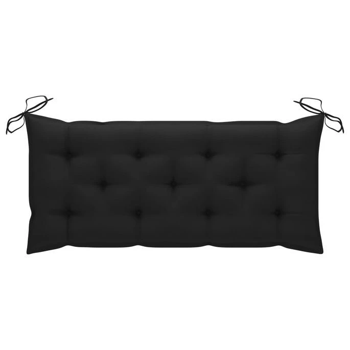 Balancelle Avec Coussin Noir 120 Cm Bois De Teck Solide – Image 5