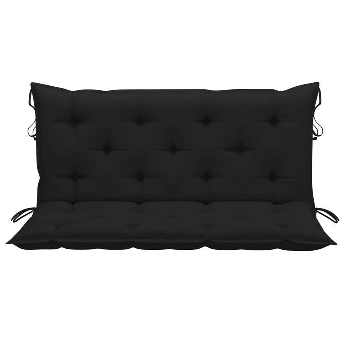 Balancelle Avec Coussin Noir 170 Cm Bois De Teck Solide – Image 7