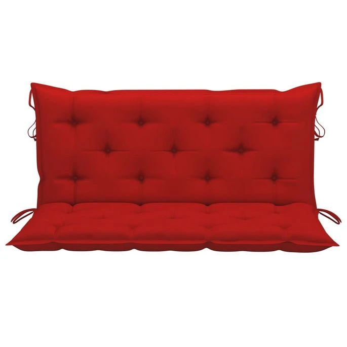 Balancelle Avec Coussin Rouge 120 Cm Bois De Teck Solide – Image 3