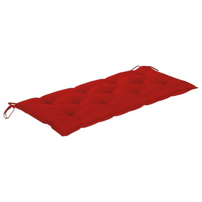 Balancelle Avec Coussin Rouge 120 Cm Bois De Teck Solide – Image 4