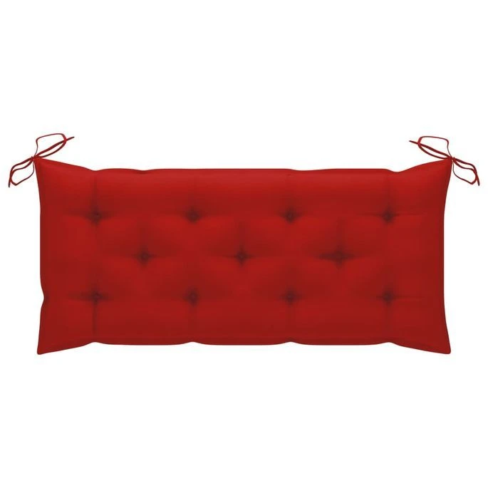 Balancelle Avec Coussin Rouge 120 Cm Bois De Teck Solide – Image 5
