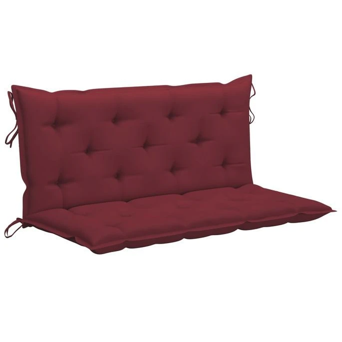 Balancelle Avec Coussin Rouge Bordeaux 120 Cm Bois De Teck – Image 2