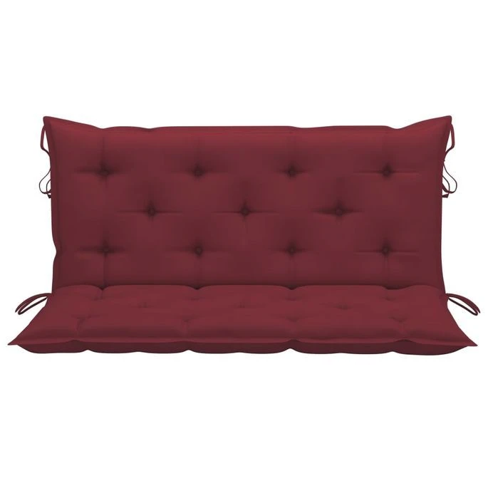 Balancelle Avec Coussin Rouge Bordeaux 120 Cm Bois De Teck – Image 3