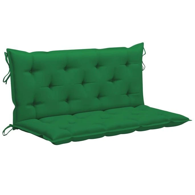 Balancelle Avec Coussin Vert 120 Cm Bois De Teck Solide – Image 2