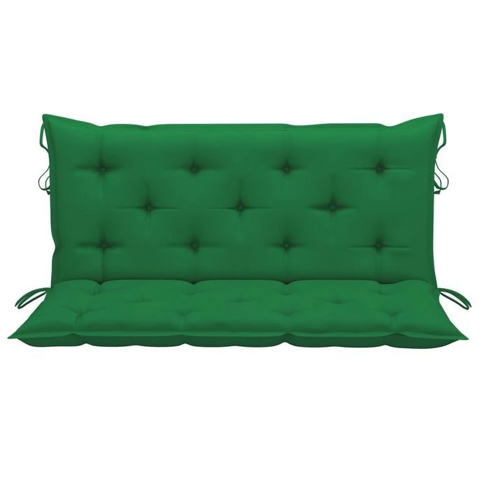 Balancelle Avec Coussin Vert 120 Cm Bois De Teck Solide – Image 3