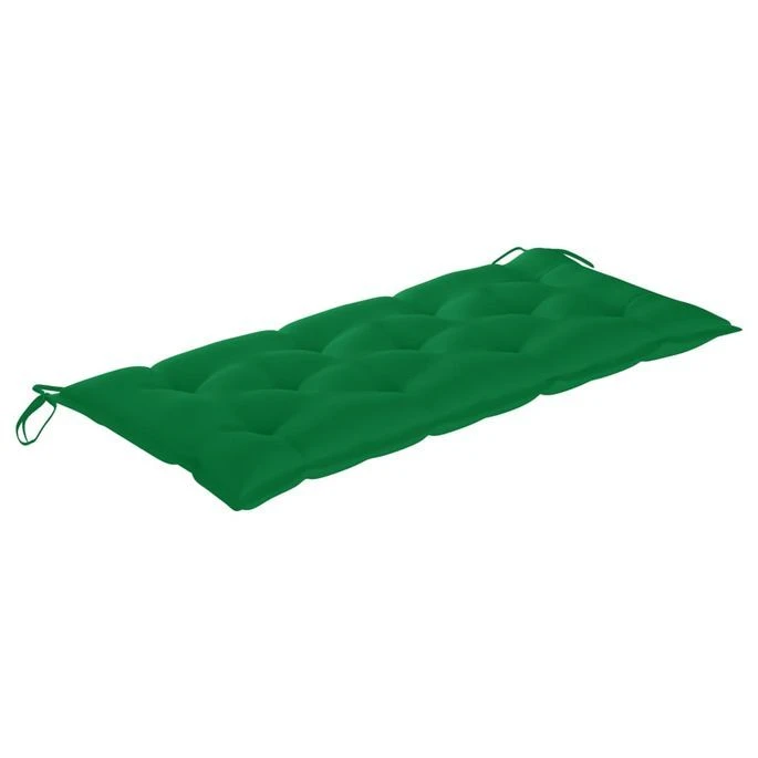 Balancelle Avec Coussin Vert 120 Cm Bois De Teck Solide – Image 4