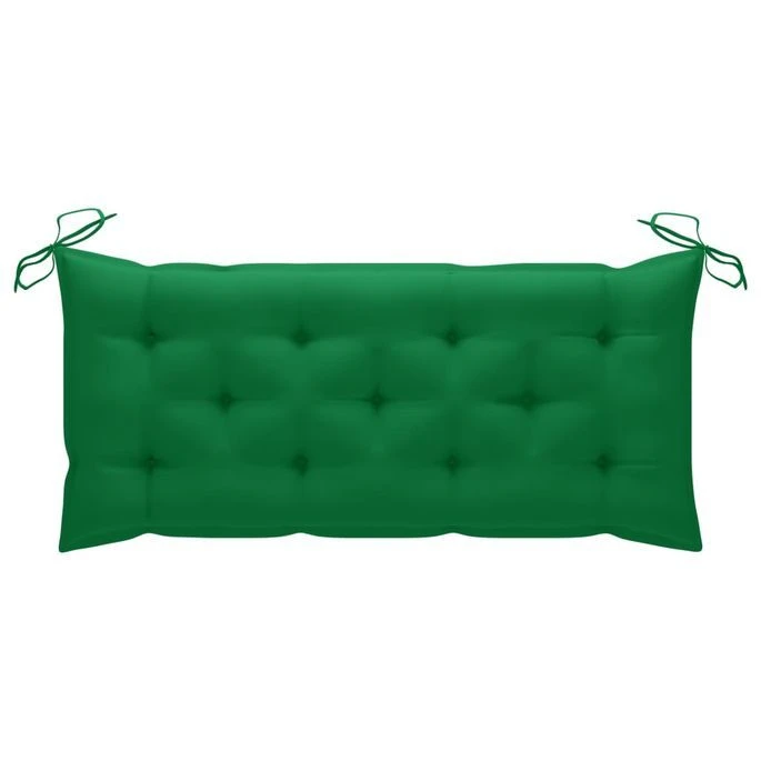 Balancelle Avec Coussin Vert 120 Cm Bois De Teck Solide – Image 5