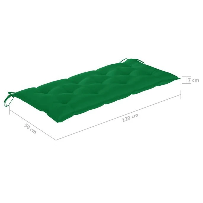 Balancelle Avec Coussin Vert 170 Cm Bois De Teck Solide – Image 12