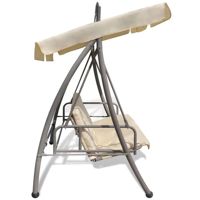 Balancelle Convertible D'extérieur Avec Auvent Blanc Sable – Image 3
