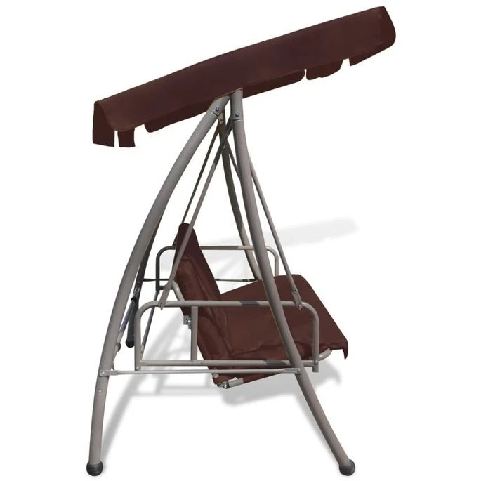 Balancelle Convertible D'extérieur Avec Auvent Café – Image 5