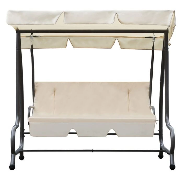 Balancelle D'extérieur Avec Auvent Blanc Sable 2 – Image 2