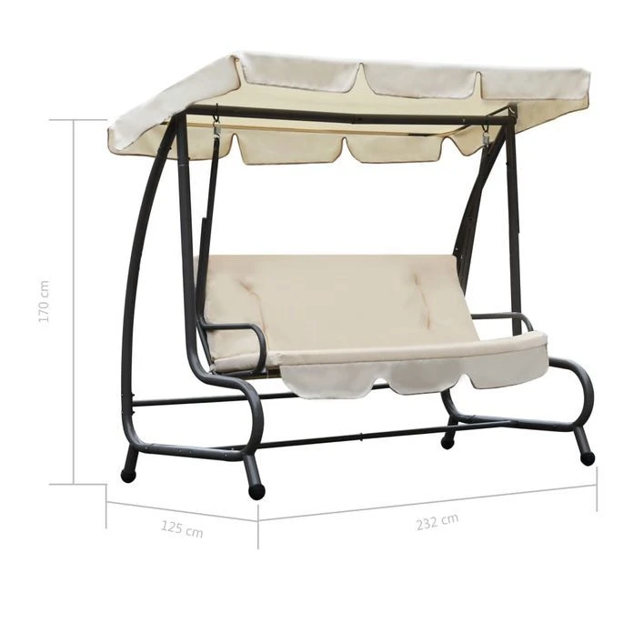 Balancelle D'extérieur Avec Auvent Blanc Sable 2 – Image 5