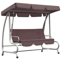 Balancelle D'extérieur Avec Auvent Couleur Café 3