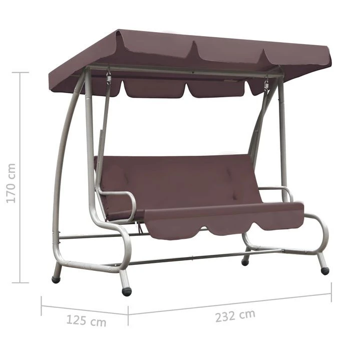 Balancelle D'extérieur Avec Auvent Couleur Café 3 – Image 5
