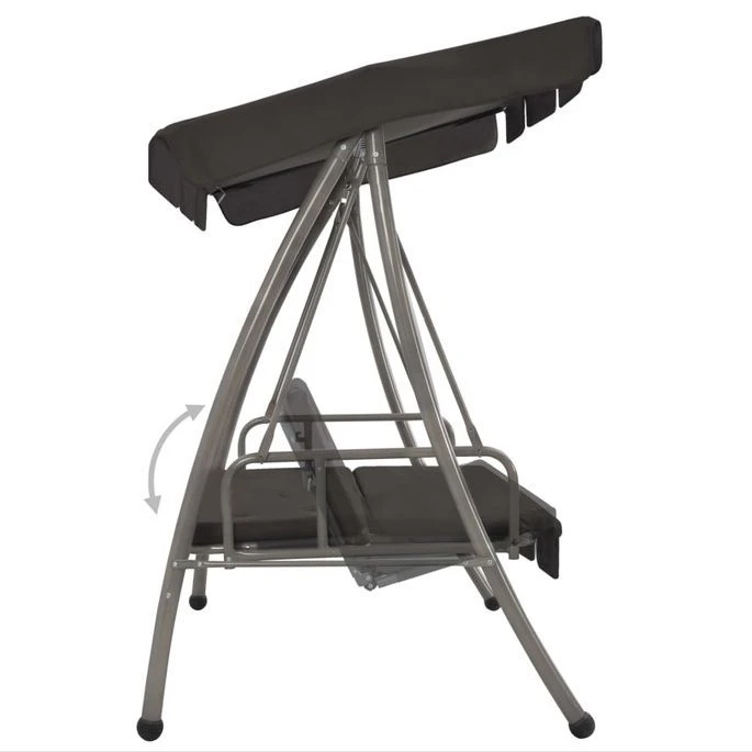 Balancelle De Jardin Avec Auvent Anthracite 192x118x175cm Acier – Image 3