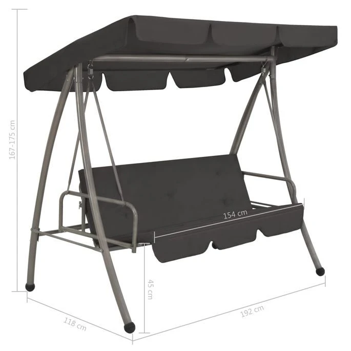 Balancelle De Jardin Avec Auvent Anthracite 192x118x175cm Acier – Image 8